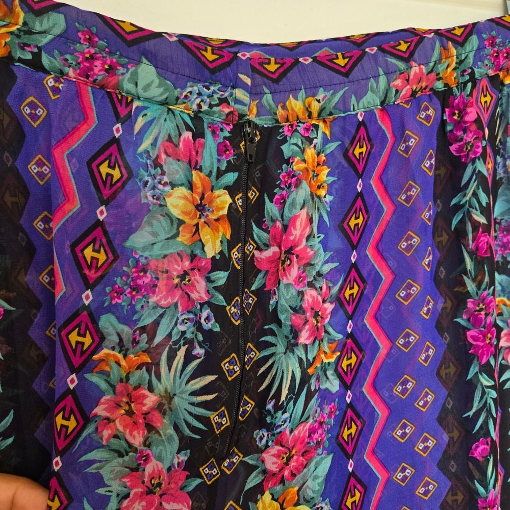 Vintage 100% Silk Sheer Wide Leg Cropped Palazzo Pants Sz 14 Boho Resortwear - Picture 6 of 10